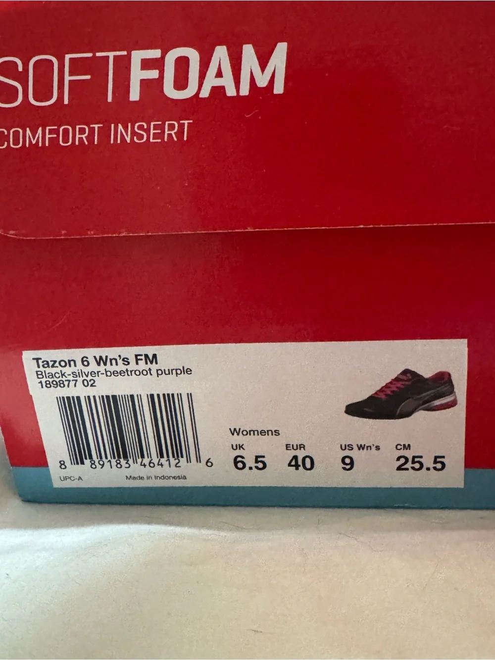 PUMA Tazon 6 Wn's FM Black Beetroot Women's Cross Train Sneaker SZ 9 NIB 189877